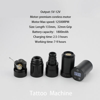Stainless Steel 1800mAh NARW Wireless Tattoo Machine 1-OLED Display Touch Screen Battery Rotary Tattoo Gun Tattoo Pen with Power RCA supplier