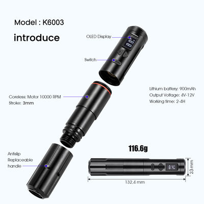 Wireless Dermografo Electric Tattoo Machine Cordless Permanent Makeup Machine Aluminum 2 Battery Heads RCA Connector Model supplier