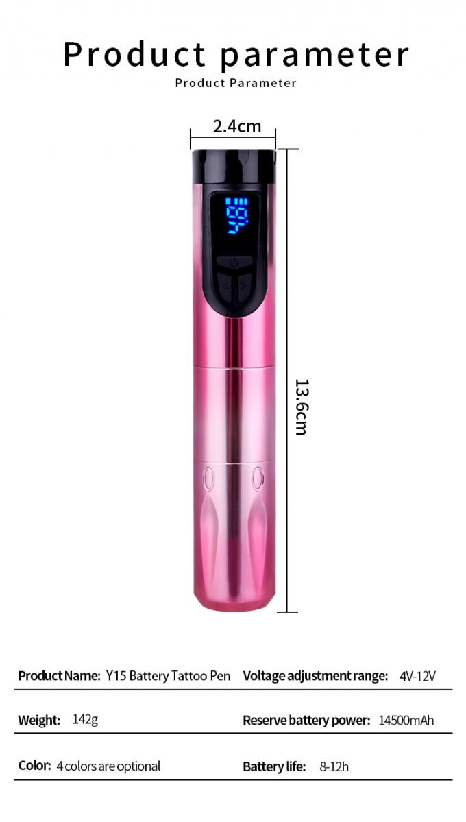 14500mAh Reserve Battery Power Wireless Tattoo Machine with LCD Display and Replaceable Battery Aircraft Aluminum Design 6
