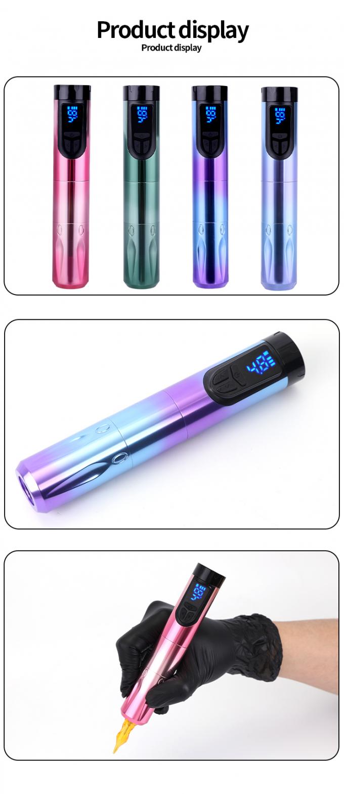 14500mAh Reserve Battery Power Wireless Tattoo Machine with LCD Display and Replaceable Battery Aircraft Aluminum Design 7