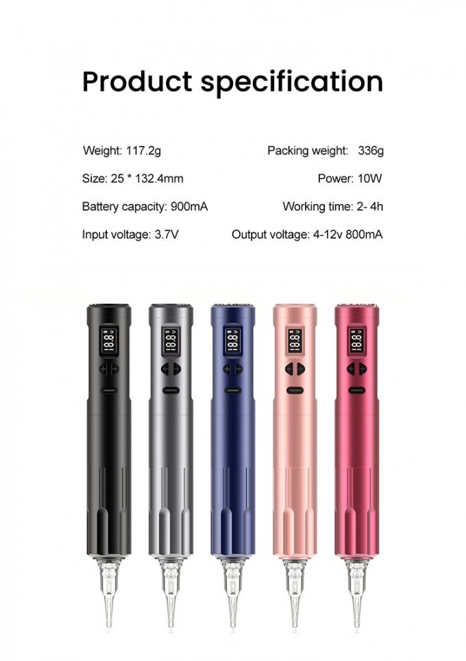 10W Wireless Dermografo Tattoo Machine Cordless Permanent Makeup Machine RCA Connector Body machine Length 24*132.4mm 8