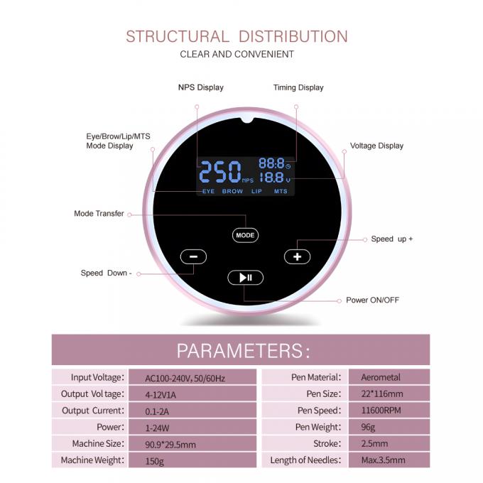 Powerful Universal Lip Brow Microblading Machine Electric Permanent Makeup with Touch Screen Panel and Rotary Machine 9