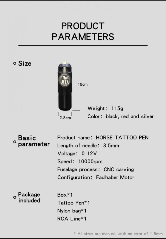 10000 Speed High Technology Perfect Body Short Pen , Tattoo Machine with LED Lights 2
