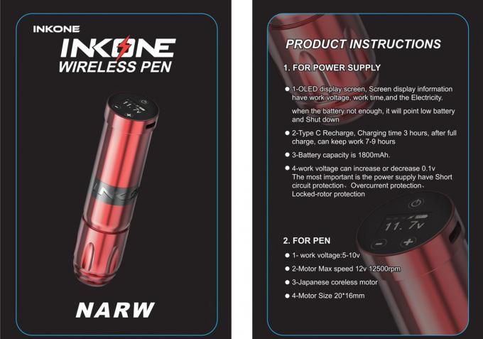 INKONE NARW Brand Digital LCD Touch Screen Display 1800mAh Battery Tattoo Pen Micropigmentation Machine Wireless Tattoo Machine 0