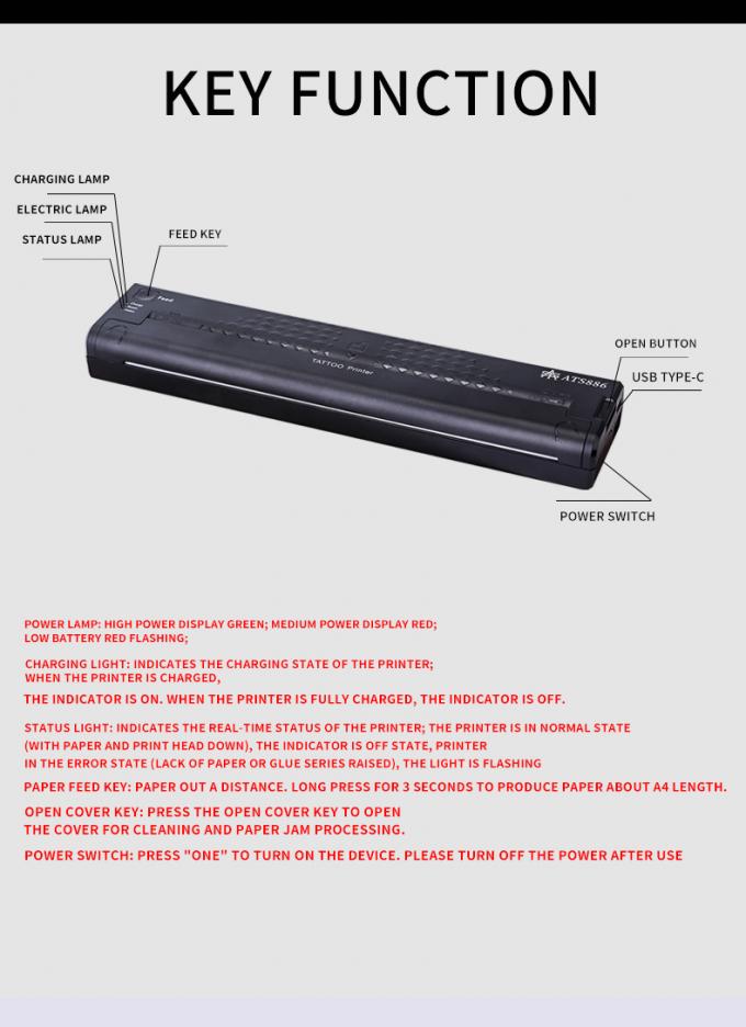 12000mAh Mini Tattoo Stencil Printer Thermal Copier Machine Wireless Transfer Printer Tattoo Printer Machine 10